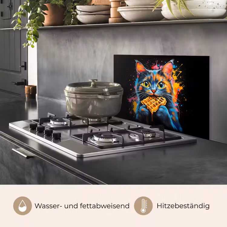 Kat - Graffiti - Kleurrijk - Wafel - Eten keuken achterwand spatscherm klein -usp_DE