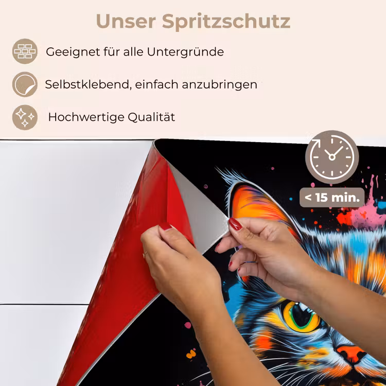 Kat - Graffiti - Kleurrijk - Wafel - Eten keuken achterwand spatscherm klein -spatscherm_DE