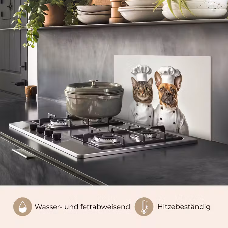 Kat - Hond - Kokskleding keuken achterwand spatscherm klein -usp_DE