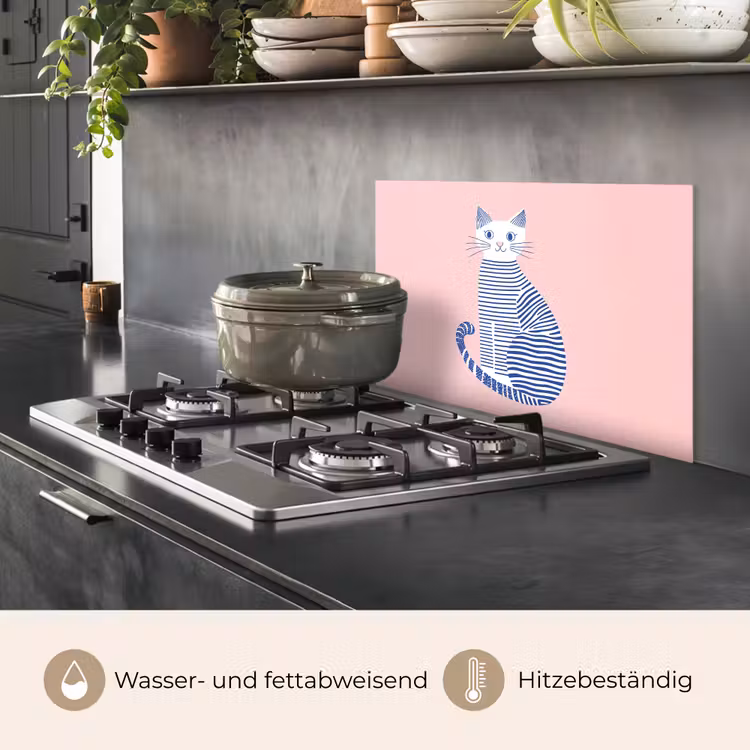 Kat - Illustratie - Minimalistisch - Roze keuken achterwand spatscherm klein -usp_DE
