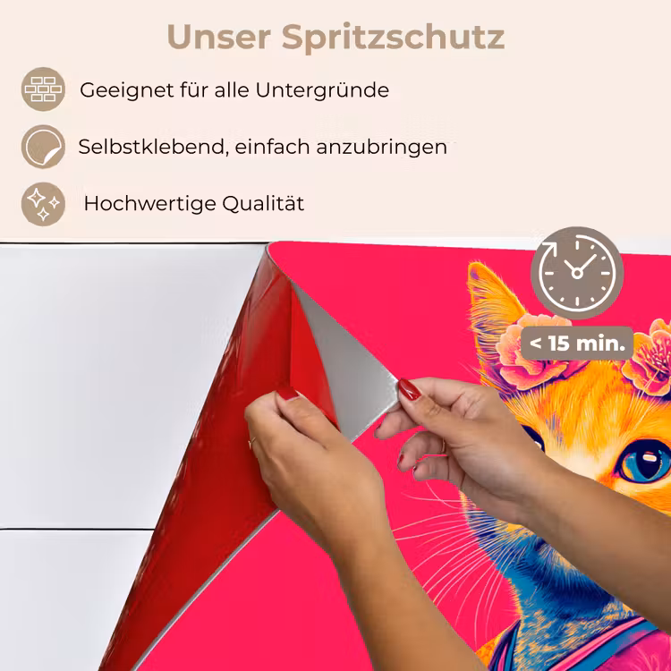 Kat - Kimono - Bloemen - Roze keuken achterwand spatscherm klein -spatscherm_DE