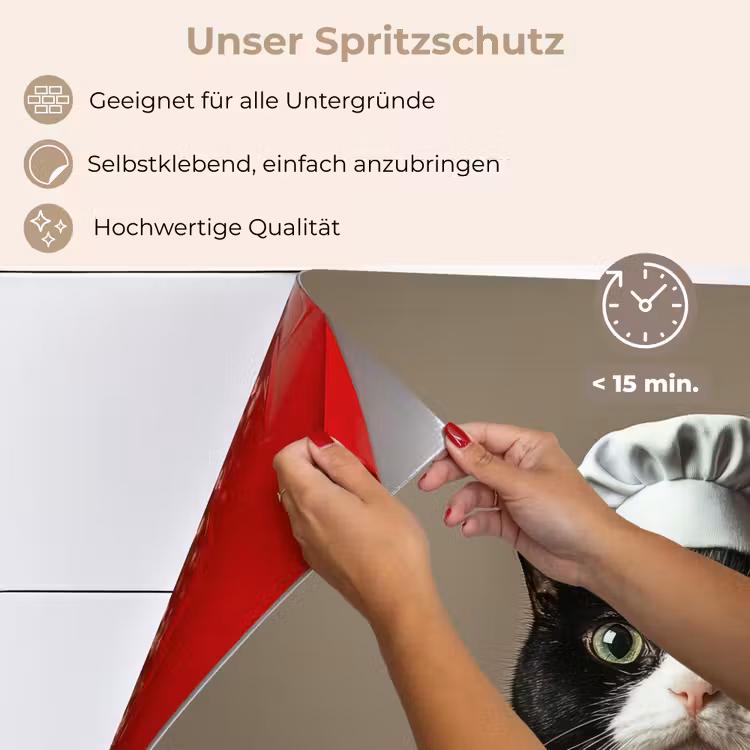 Kat - Kokskleding - Zwart - Wit keuken achterwand spatscherm klein -spatscherm_DE