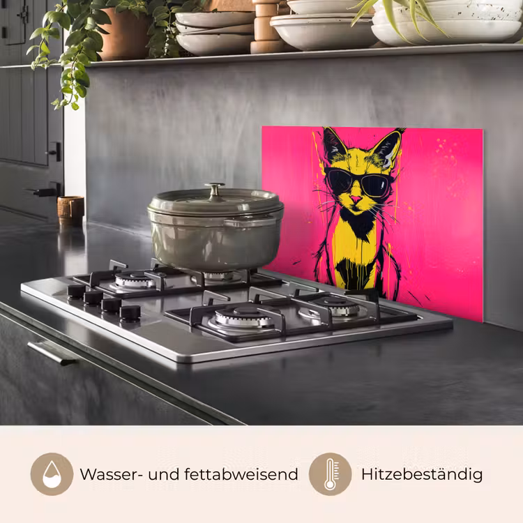 Kat - Art - Zonnebril - Roze keuken achterwand spatscherm klein -usp_DE