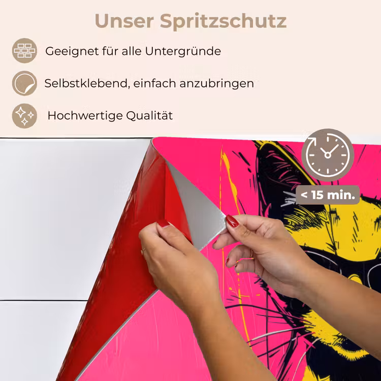 Kat - Art - Zonnebril - Roze keuken achterwand spatscherm klein -spatscherm_DE