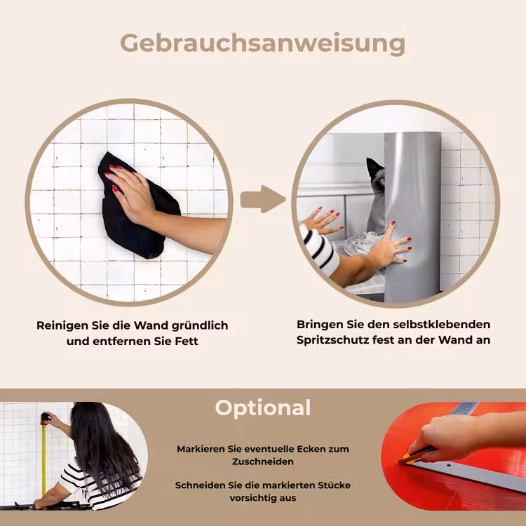 Kat - Siamees - Zwart Wit - Schattig - Dieren keuken achterwand spatscherm klein -gebruiksaanwijzing_DE