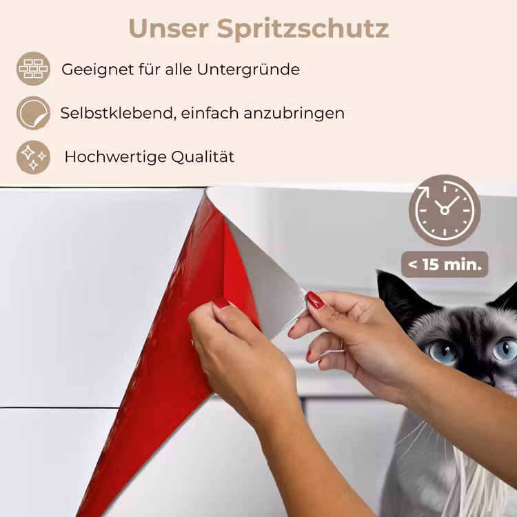Kat - Siamees - Zwart Wit - Schattig - Dieren keuken achterwand spatscherm klein -spatscherm_DE