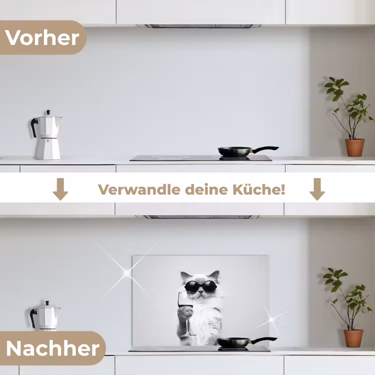 Kat - Zonnebril - Wijnglas - Langharig keuken achterwand spatscherm klein -voor_na_DE