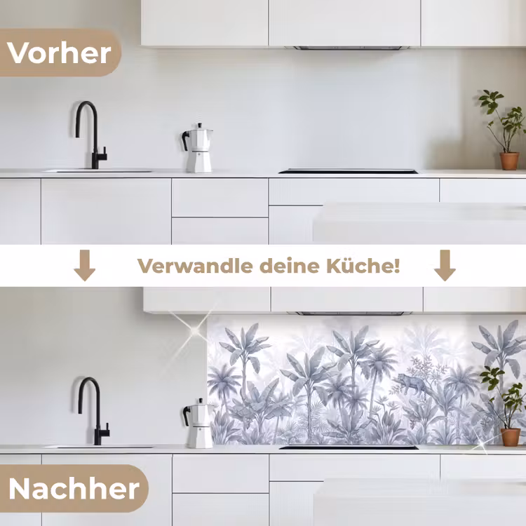 Kat - Tropisch bos - Modern - Grijs keuken achterwand 2 middel -voor-na_DE