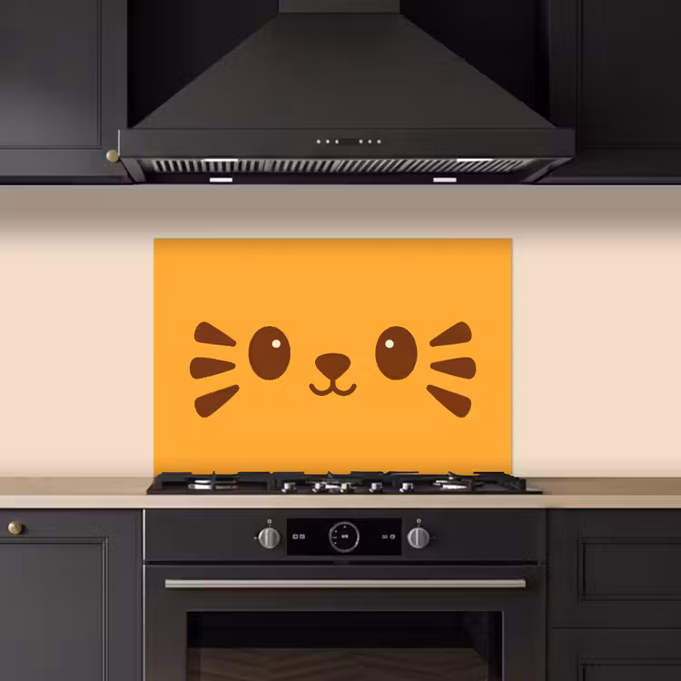 Kat - Simplistisch - Oranje - Vrolijk keuken achterwand spatscherm klein -sfeer1