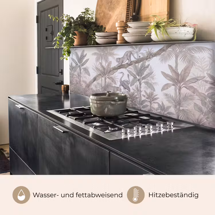 Kat - Vogel - Jungle - Illustratie - Dieren keuken achterwand 2 middel -usp_DE
