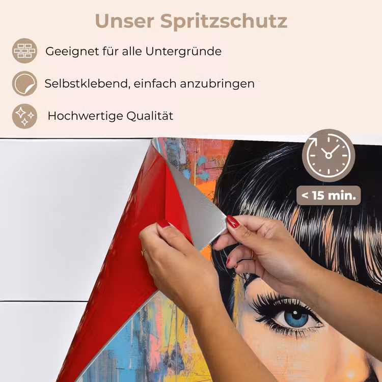 Kauwgom - Vrouw - Penseelstreken - Modern keuken achterwand spatscherm klein -spatscherm_DE