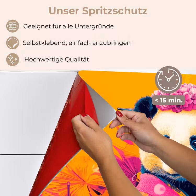Kimono - Roze - Panda - Bloemenkroon keuken achterwand spatscherm klein -spatscherm_DE