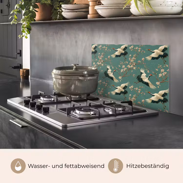 Kersenbloesem - Kraamvogels - Groen keuken achterwand spatscherm klein 900 -usp_DE