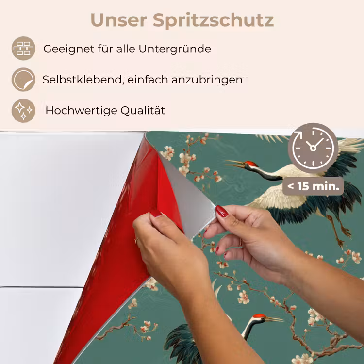 Kersenbloesem - Kraamvogels - Groen keuken achterwand spatscherm klein 900 -spatscherm_DE