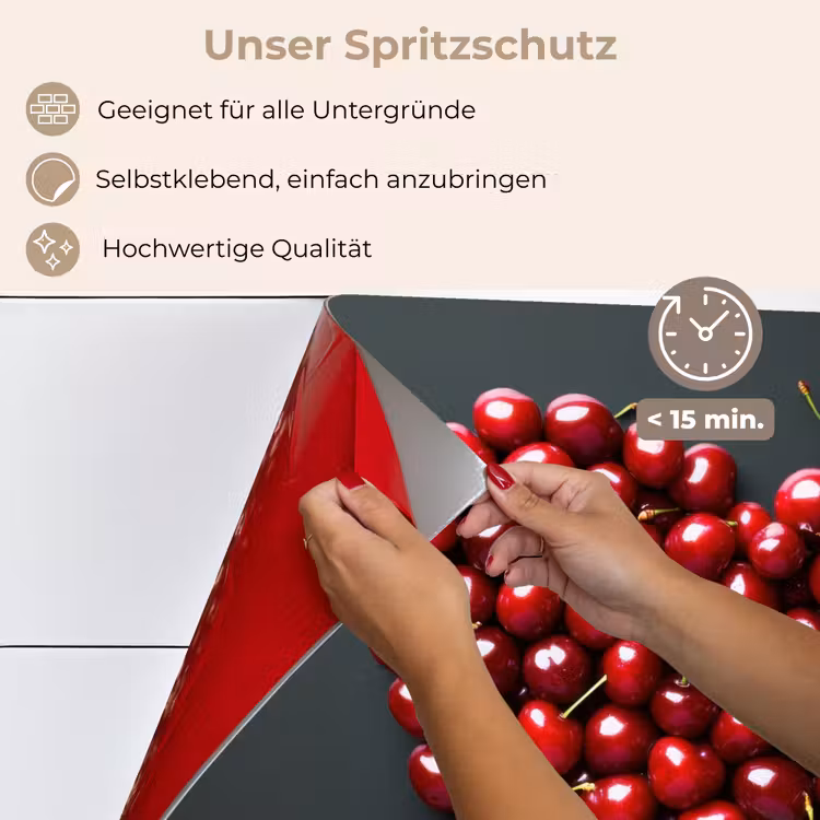 Kersen - Hart - Rood - Zwart keuken achterwand spatscherm klein -spatscherm_DE