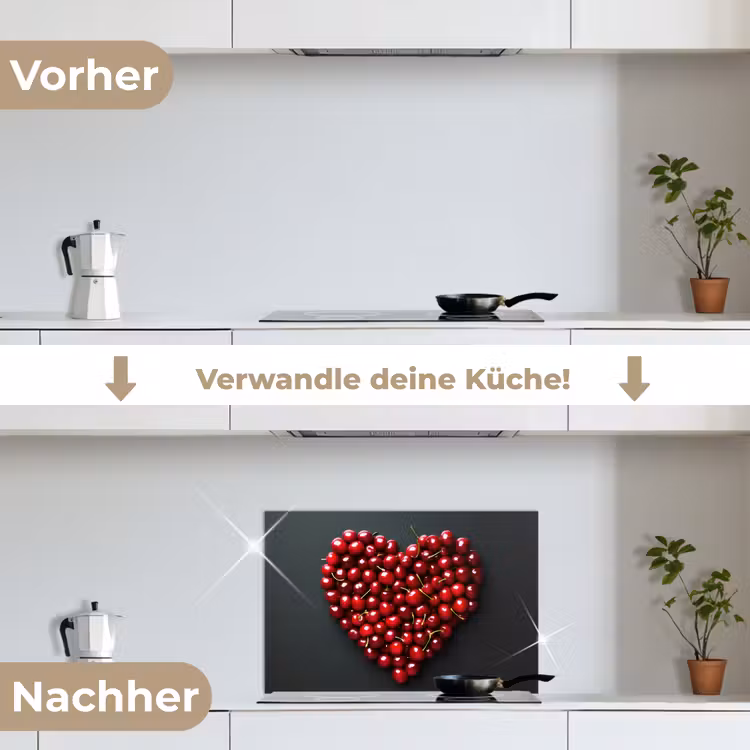 Kersen - Hart - Rood - Zwart keuken achterwand spatscherm klein -voor_na_DE