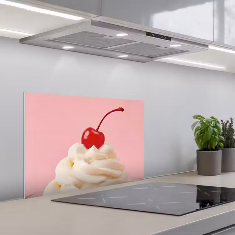Kers - Slagroom - Roze keuken achterwand spatscherm klein -3d_schuin