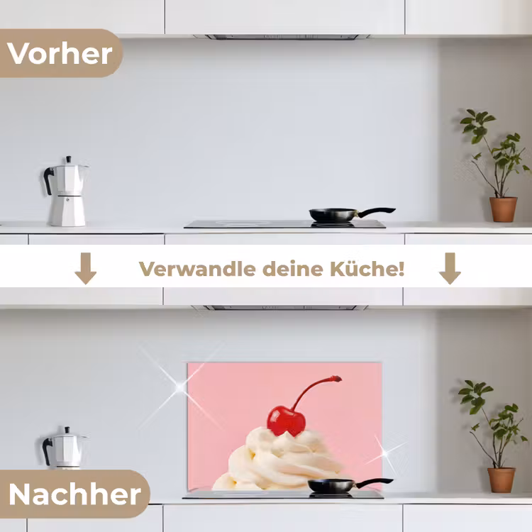 Kers - Slagroom - Roze keuken achterwand spatscherm klein -voor_na_DE