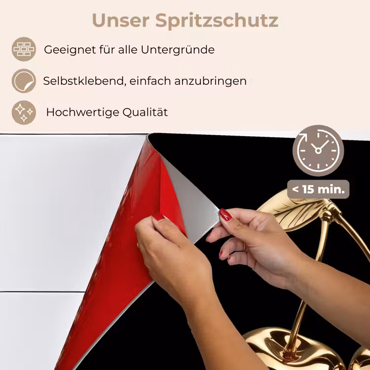 Kersen - Zwart - Goud - Chrome keuken achterwand spatscherm klein -spatscherm_DE