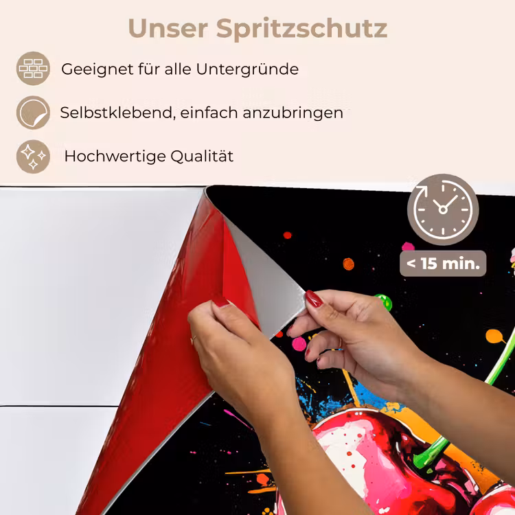 Kersen - Fruit - Graffiti - Verf - Abstract - Modern - Kleurrijk keuken achterwand spatscherm klein -spatscherm_DE