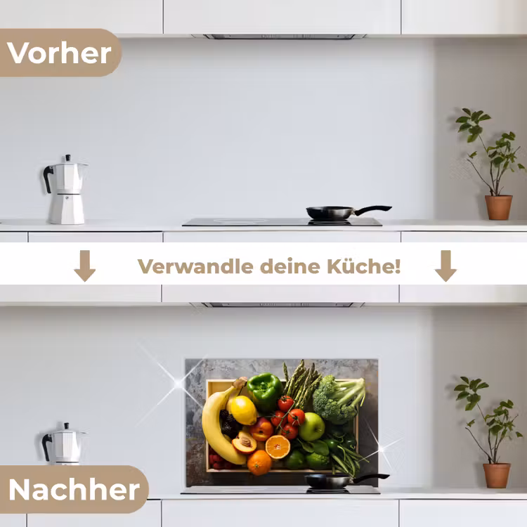 Krat - Fruit - Regenboog keuken achterwand spatscherm klein -voor_na_DE