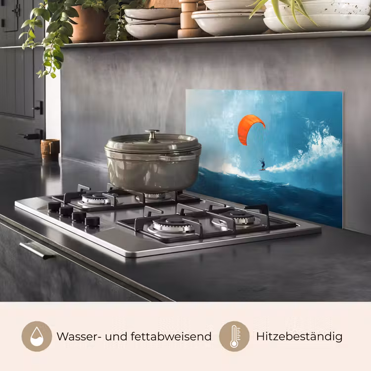 Kitesurfer - Oranje - Zee - Lucht keuken achterwand spatscherm klein -usp_DE