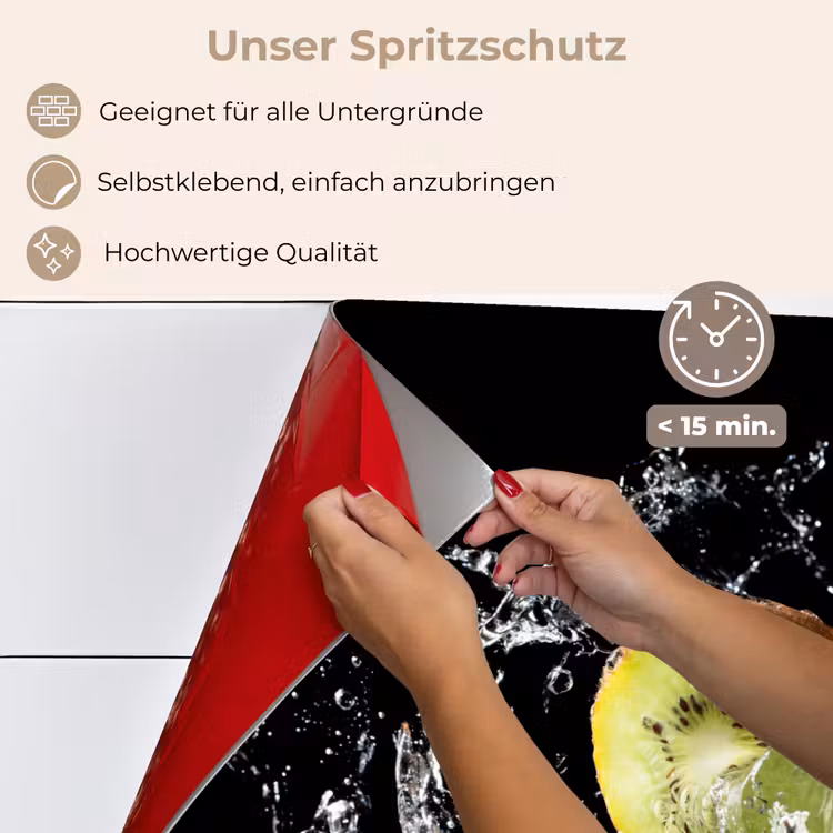 Kiwi - Fruit - Stilleven - Water - Zwart keuken achterwand spatscherm klein -spatscherm_DE