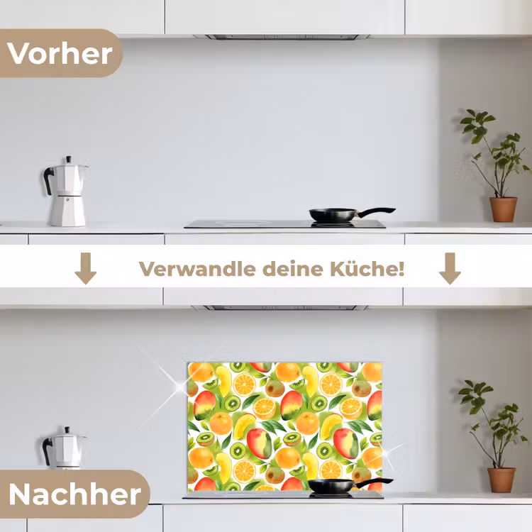 Kiwi - Sinasappel - Mango - Perzik keuken achterwand spatscherm klein 900 -voor_na_DE