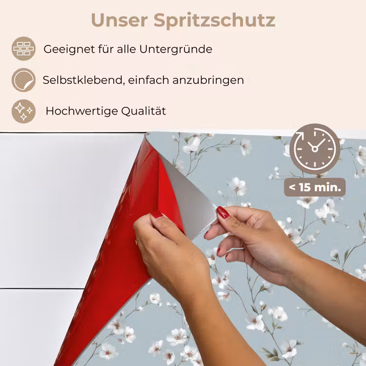 Klassiek - Bloemen - Blauw keuken achterwand spatscherm klein 900 -spatscherm_DE