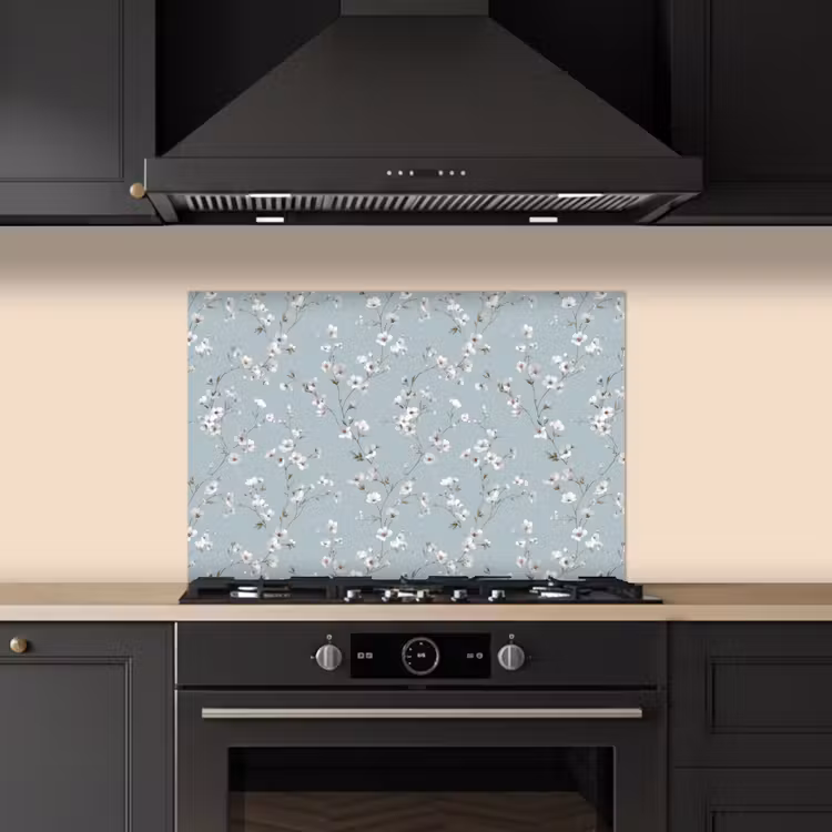 Klassiek - Bloemen - Blauw keuken achterwand spatscherm klein 900 -sfeer1
