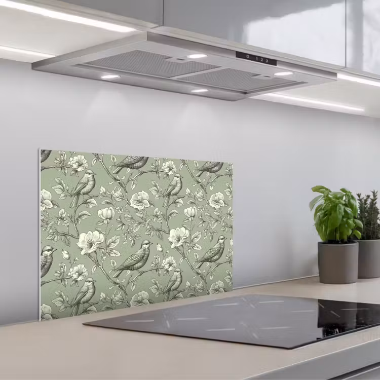 Klassiek - Botanisch - Groen keuken achterwand spatscherm klein 900 -3d_schuin