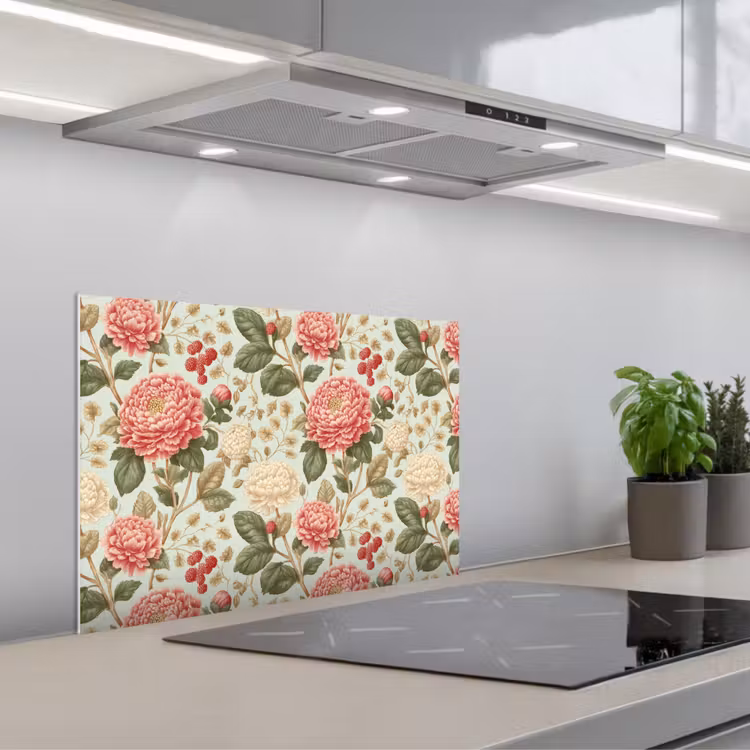 Klassiek - Botanisch - Veelkleurig keuken achterwand spatscherm klein 900 -3d_schuin