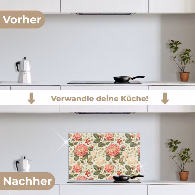 Klassiek - Botanisch - Veelkleurig keuken achterwand spatscherm klein 900 -voor_na_DE