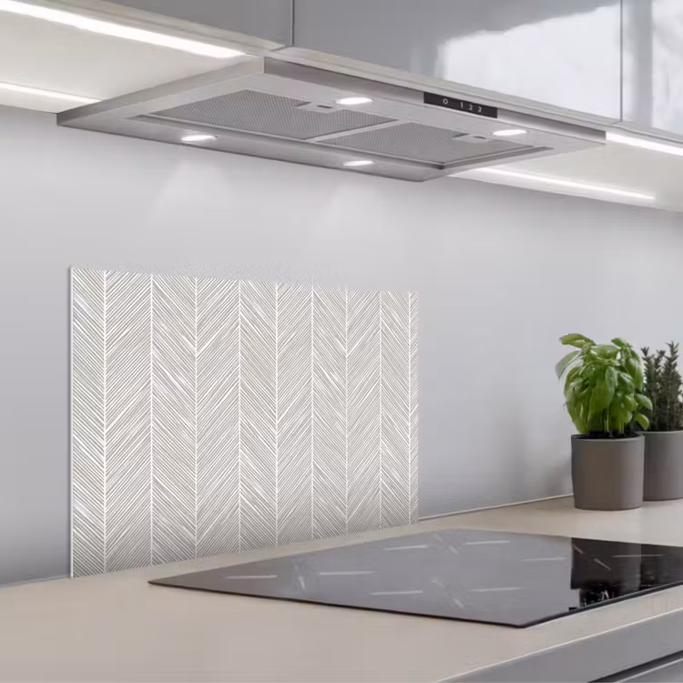 Klassiek - Visgraat - Grijs keuken achterwand spatscherm klein 900 -3d_schuin
