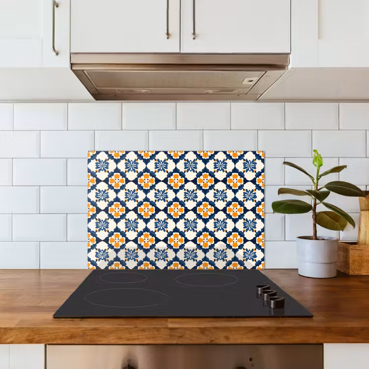 Klassiek - Geometrisch - Blauw keuken achterwand spatscherm klein 900 -sfeer2
