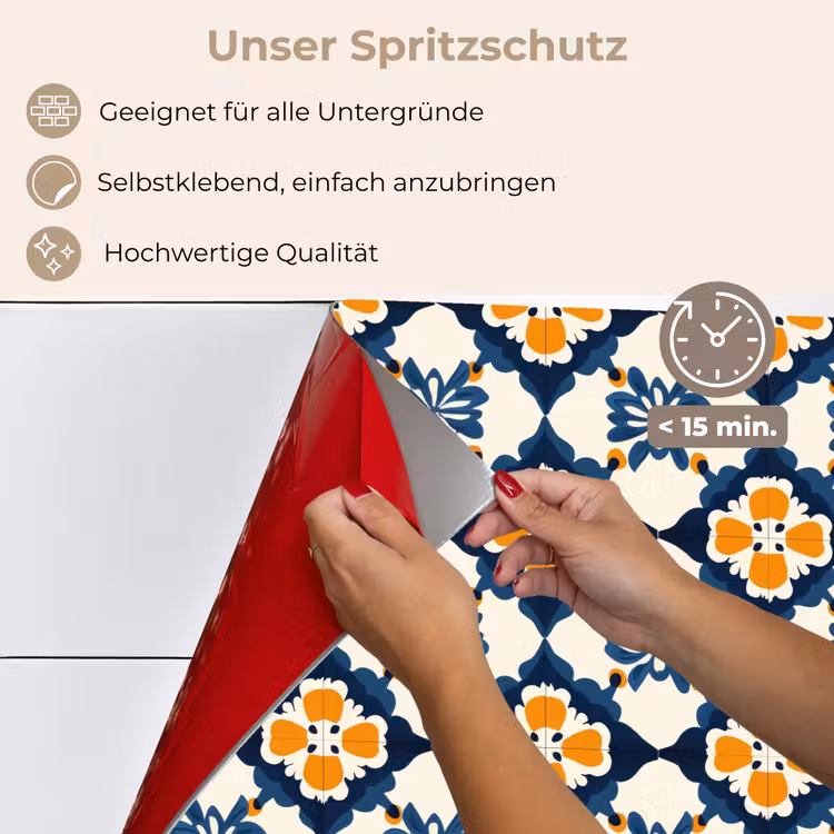 Klassiek - Geometrisch - Blauw keuken achterwand spatscherm klein 900 -spatscherm_DE