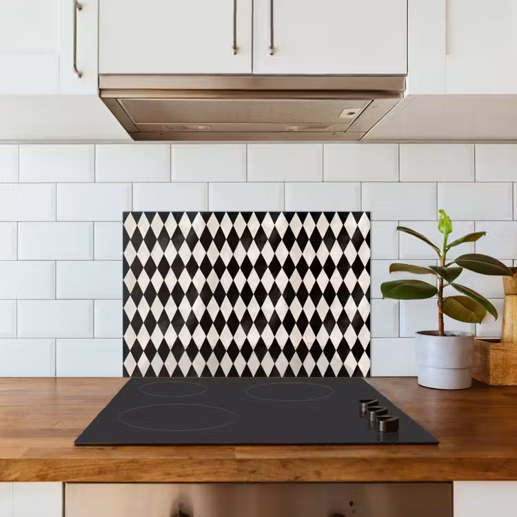 Klassiek - Patroon - Zwart keuken achterwand spatscherm klein 900 -sfeer2