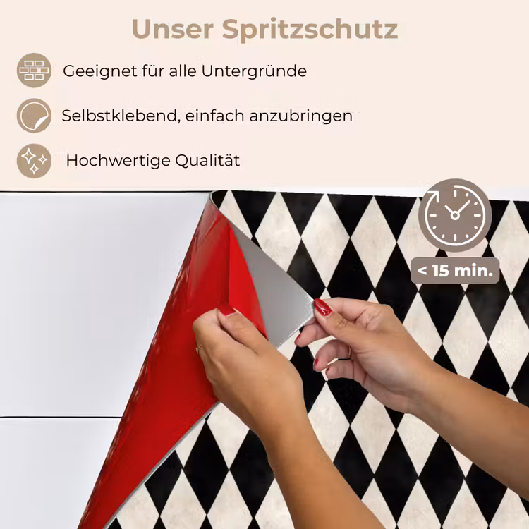 Klassiek - Patroon - Zwart keuken achterwand spatscherm klein 900 -spatscherm_DE