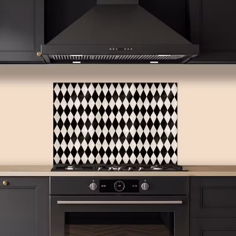 Klassiek - Patroon - Zwart keuken achterwand spatscherm klein 900 -sfeer1