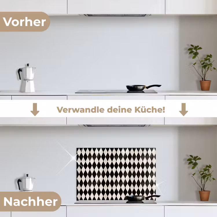 Klassiek - Patroon - Zwart keuken achterwand spatscherm klein 900 -voor_na_DE