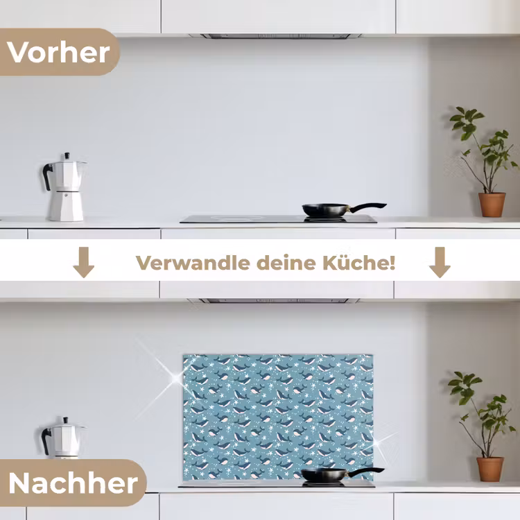 Klein - Oceaan - Walvis - Zeester keuken achterwand spatscherm klein 900 -voor_na_DE