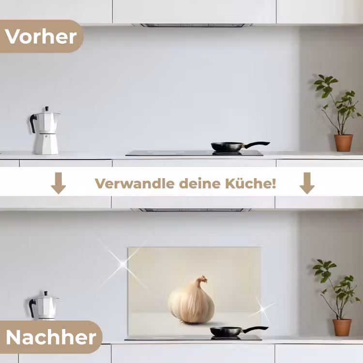 Knoflook - Natuurlijk - Beige keuken achterwand spatscherm klein -voor_na_DE
