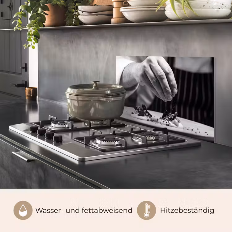 Chef - Garnering - Gerecht keuken achterwand spatscherm klein -usp_DE