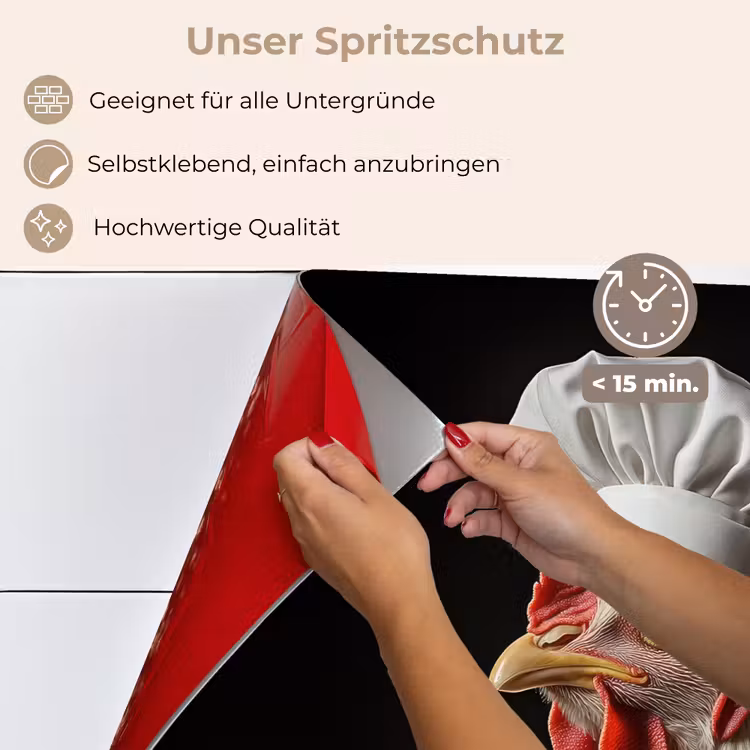 Kok - Rood - Kip keuken achterwand spatscherm klein -spatscherm_DE