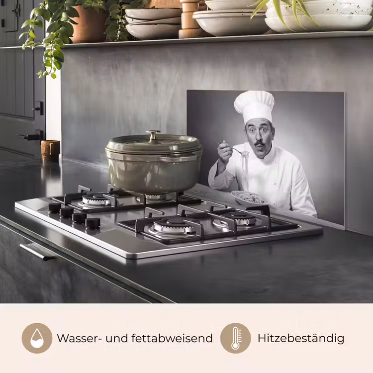 Chef - Spaghetti - Pasta keuken achterwand spatscherm klein -usp_DE