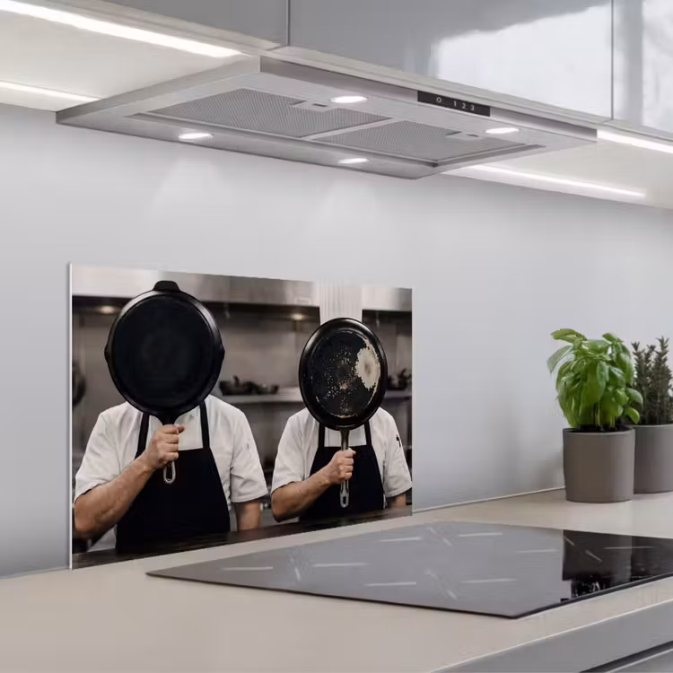 Koks - Koekenpannen - Keuken keuken achterwand spatscherm klein -3d_schuin