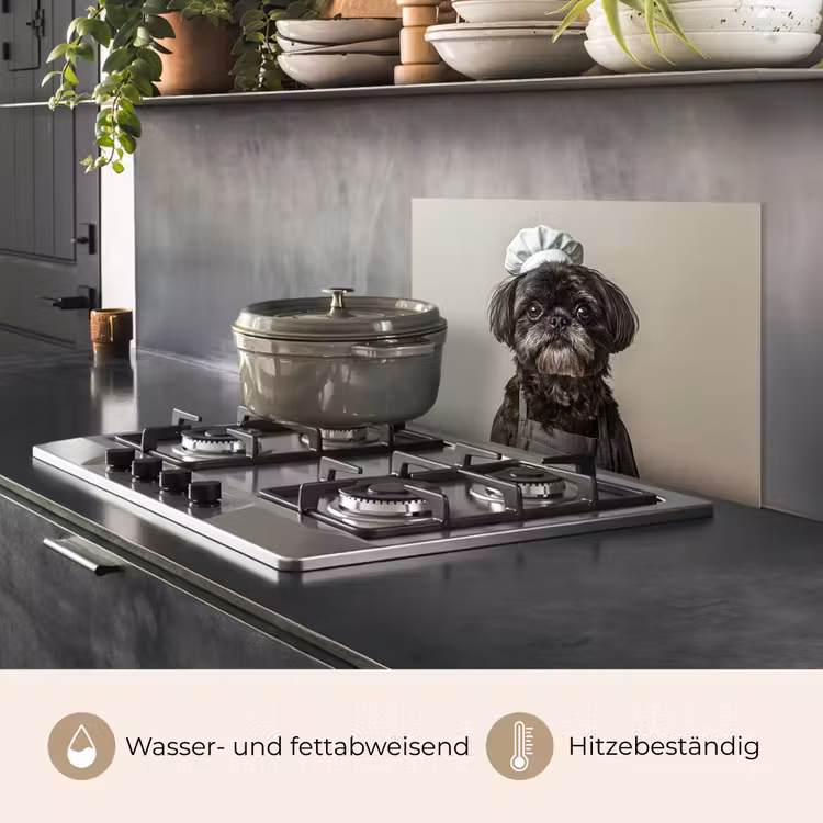 Kokskleding - Zwart - Hondje keuken achterwand spatscherm klein -usp_DE