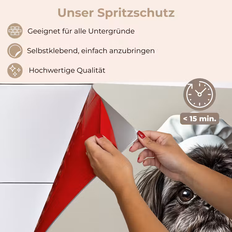 Kokskleding - Zwart - Hondje keuken achterwand spatscherm klein -spatscherm_DE