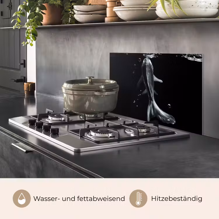 Koi - Vissen - Water - Zwart keuken achterwand spatscherm klein -usp_DE