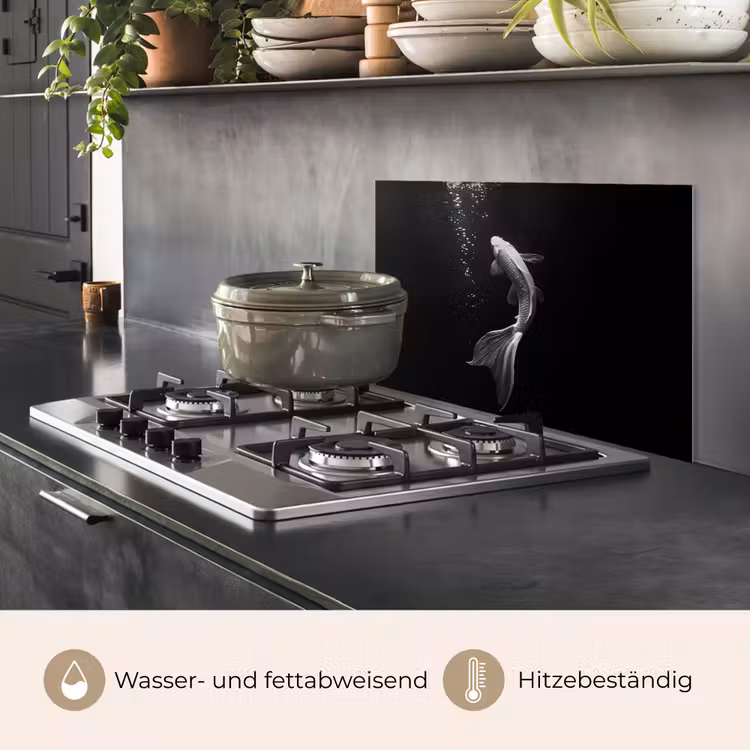 Koi - Vis - Wit - Zwart keuken achterwand spatscherm klein -usp_DE